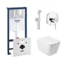 Комплект інсталяція Grohe Rapid SL 38721001 + унітаз з сидінням Qtap Crow QT05335170W + набір для гігієнічного душу зі змішувачем Grohe BauClassic 2904800S