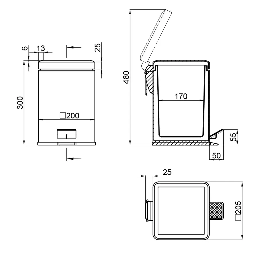 Мусорное ведро Lidz (CRM) 121.11.06 6 л