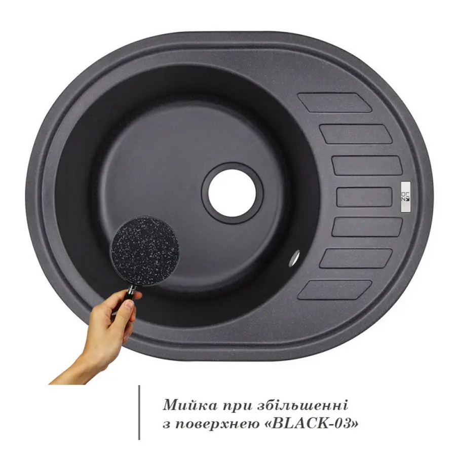 Кухонна гранітна мийка Lidz 620x500/200 BLA-03 (LIDZBLA03620500200)