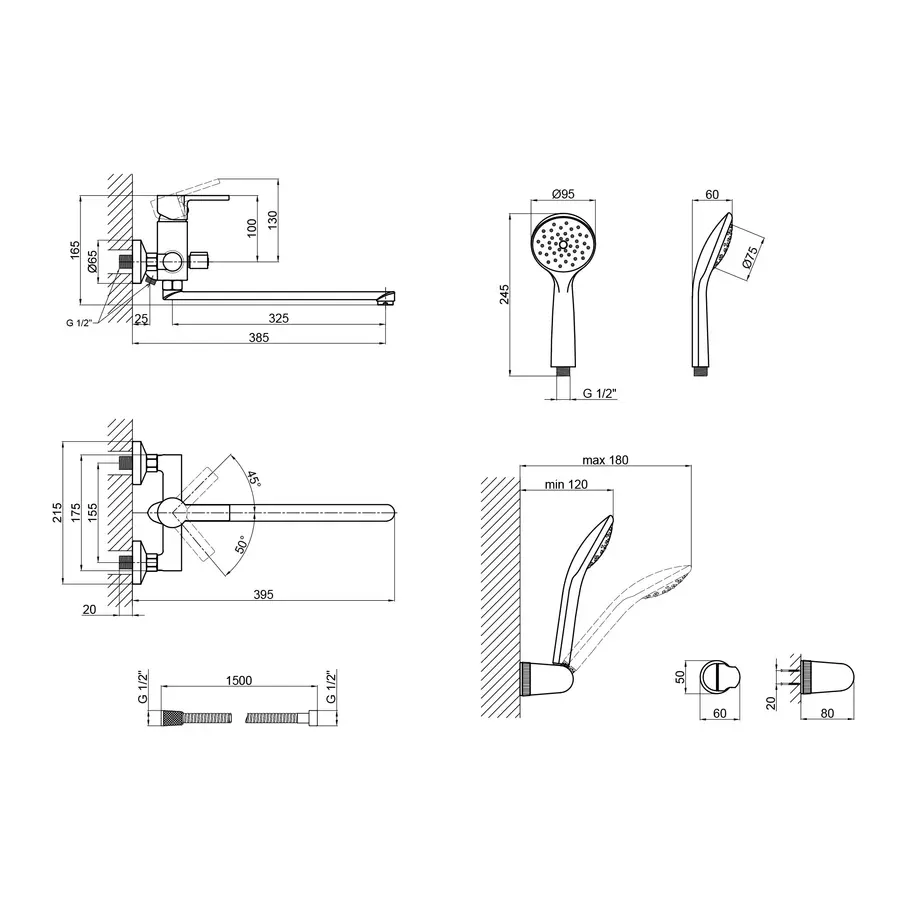 Змішувач для ванни Lidz (CRM) J-Lex 40 005-1 New