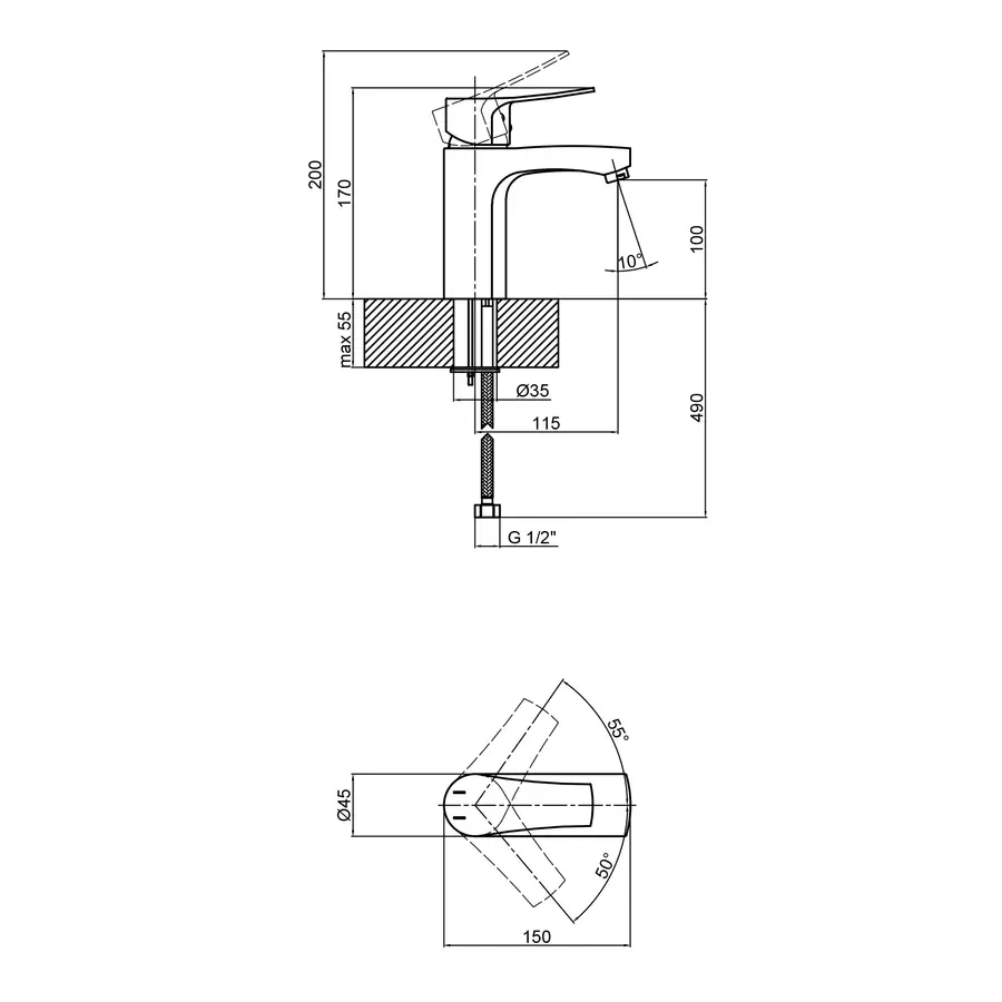 Змішувач для раковини Qtap Terezin 1024101C