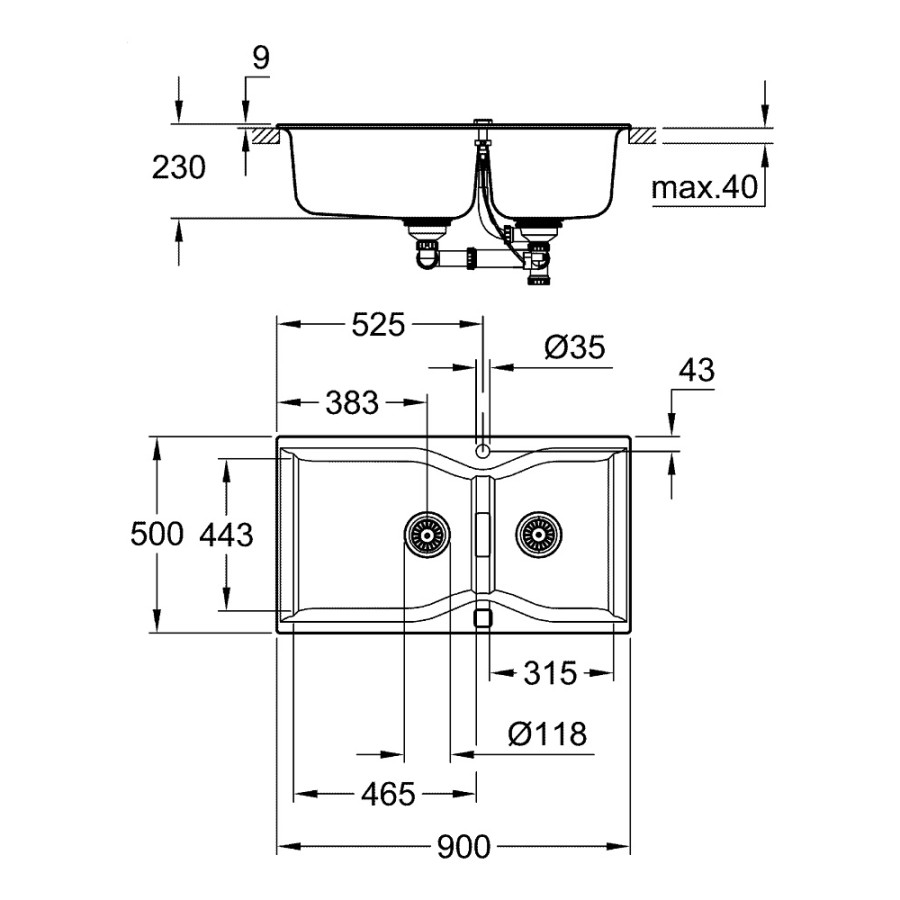 Кухонна гранітна мийка Grohe Sink K700 31658AT0