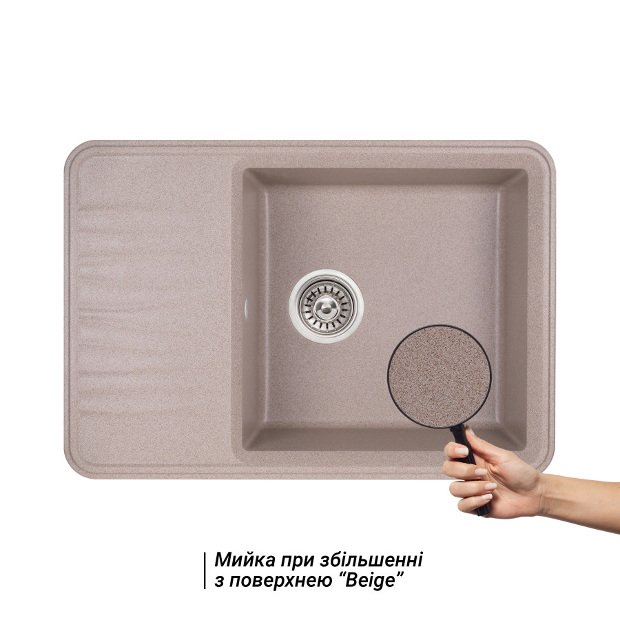 Кухонна гранітна мийка Qtap CS 7440 Beige (QT7440BEI551)