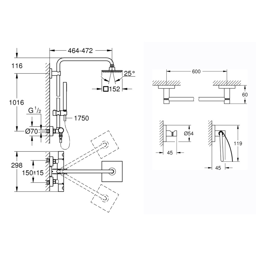 Душова система Grohe Euphoria 27932000 + набір аксесуарів Essentials 40775001