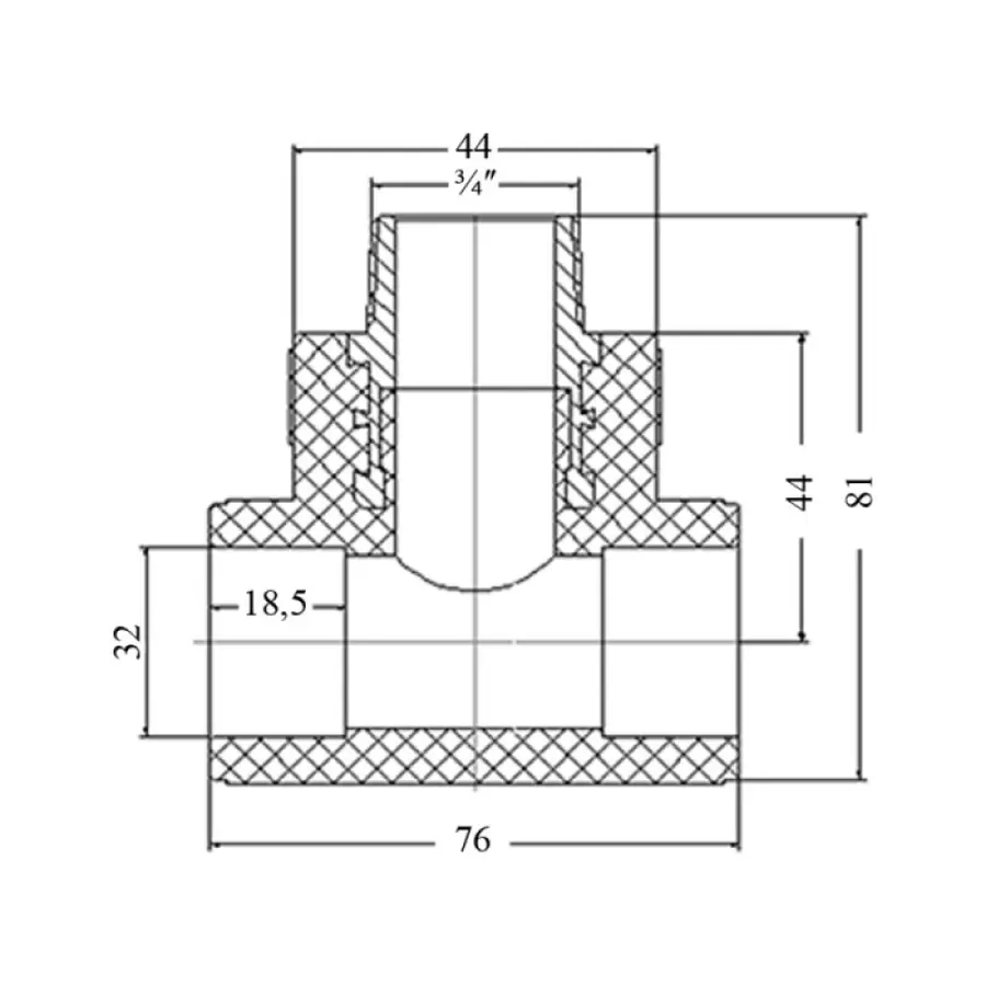 Тройник PPR Blue Ocean 32х3 / 4 "х32 ОР