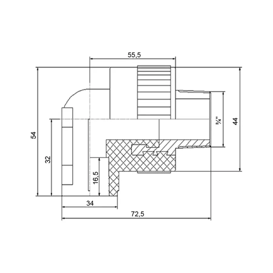 Кутик PPR Blue Ocean настінний з кріпленням 25х3/4", 90° ЗР