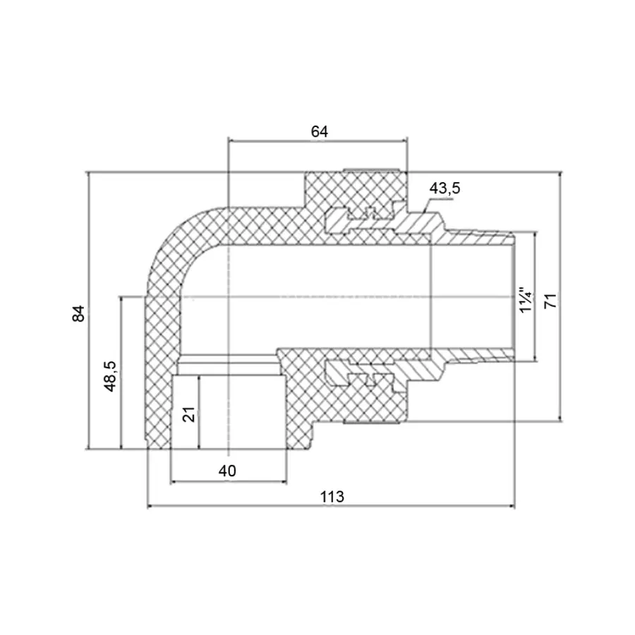 Уголок PPR Blue Ocean 40х1 "1/4, 90 ° ОР
