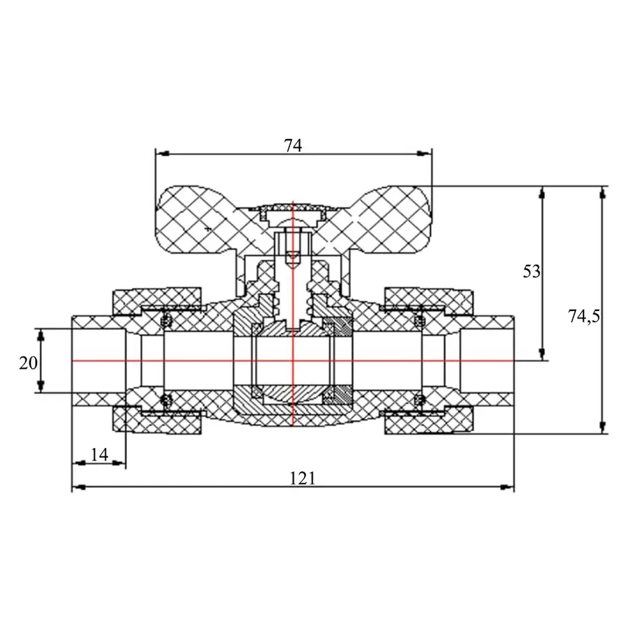 Кран шаровой Blue Ocean 20 универсальный
