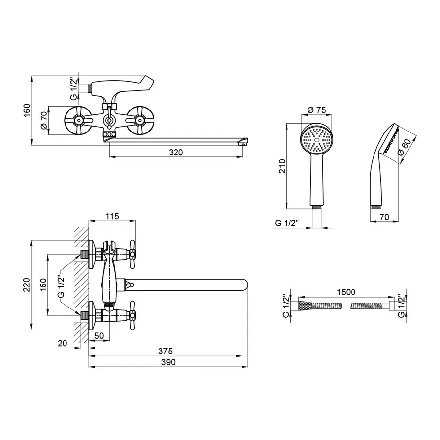Змішувач для ванни Qtap Dominox CRM 143