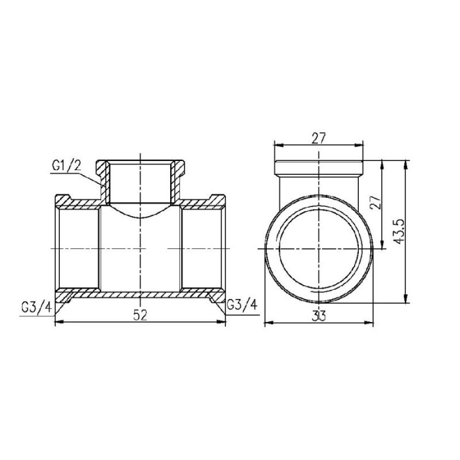 Трійник редукційний SD Forte 3/4"х1/2"х3/4" ВВ SF362201520