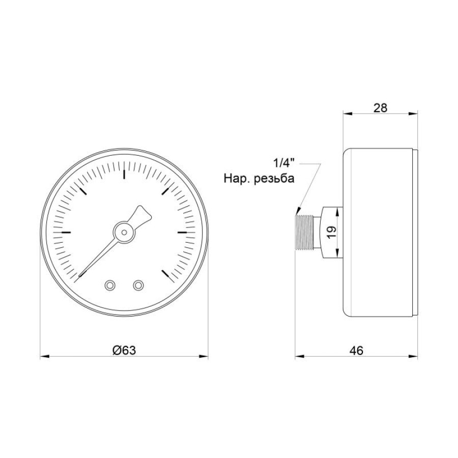 Манометр Icma 1/4" 0-6 бар, заднє підключення №243