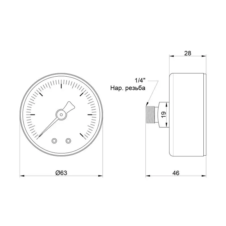 Манометр Icma 1/4" 0-6 бар, заднє підключення №243