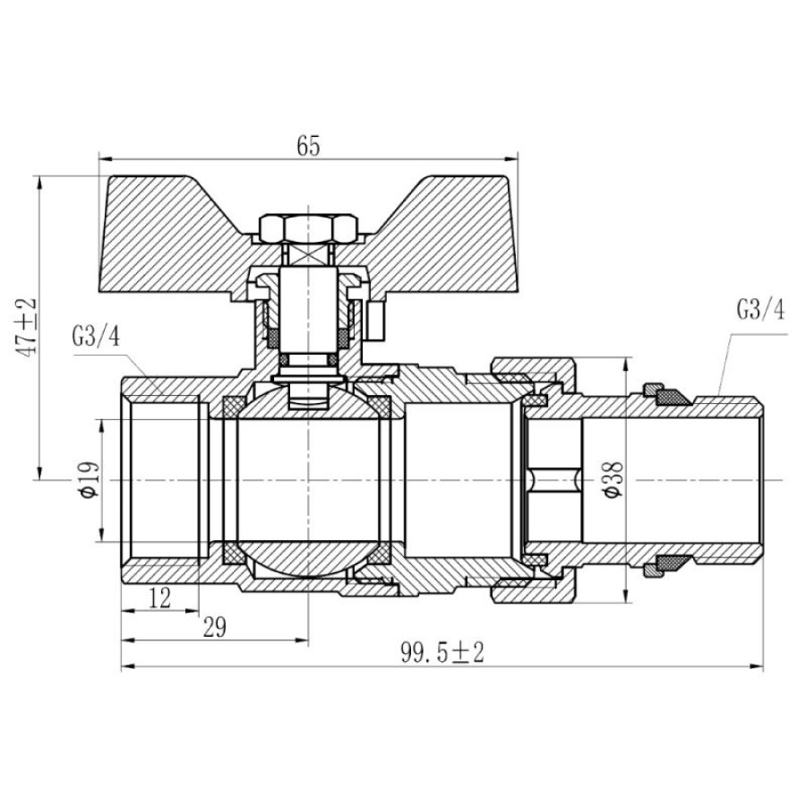 Кран кульовий "Американка" SD Forte 3/4" з антипротіканням прямий SF222W20