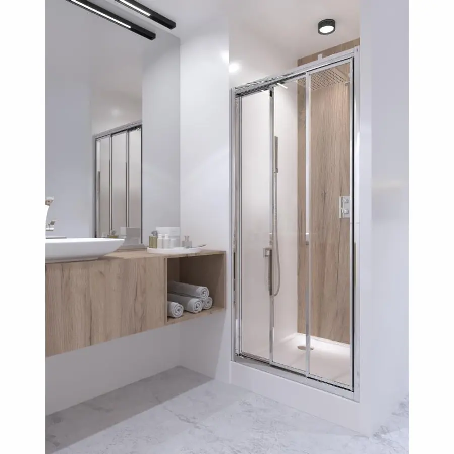 Душові двері в нішу Qtap Unifold CRM208.C4 78-81x185 см, скло Clear 4 мм, покриття CalcLess