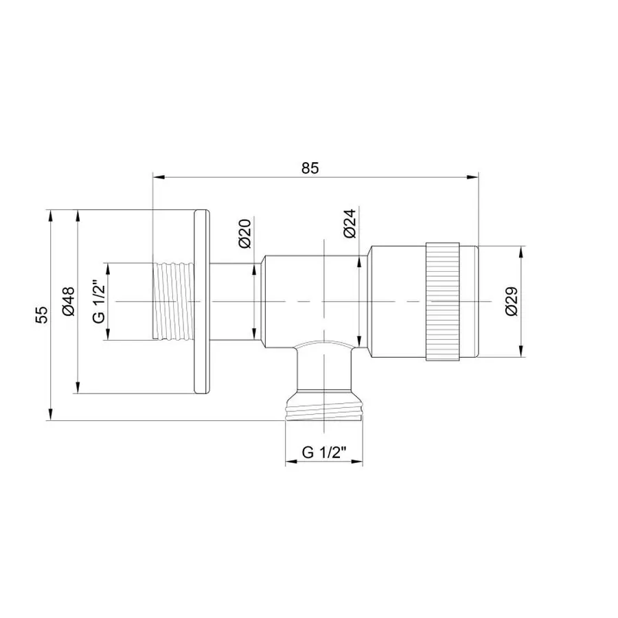 Кран приладовий Lidz (NKS) 01 01 001 12 1/2"х1/2" кутовий