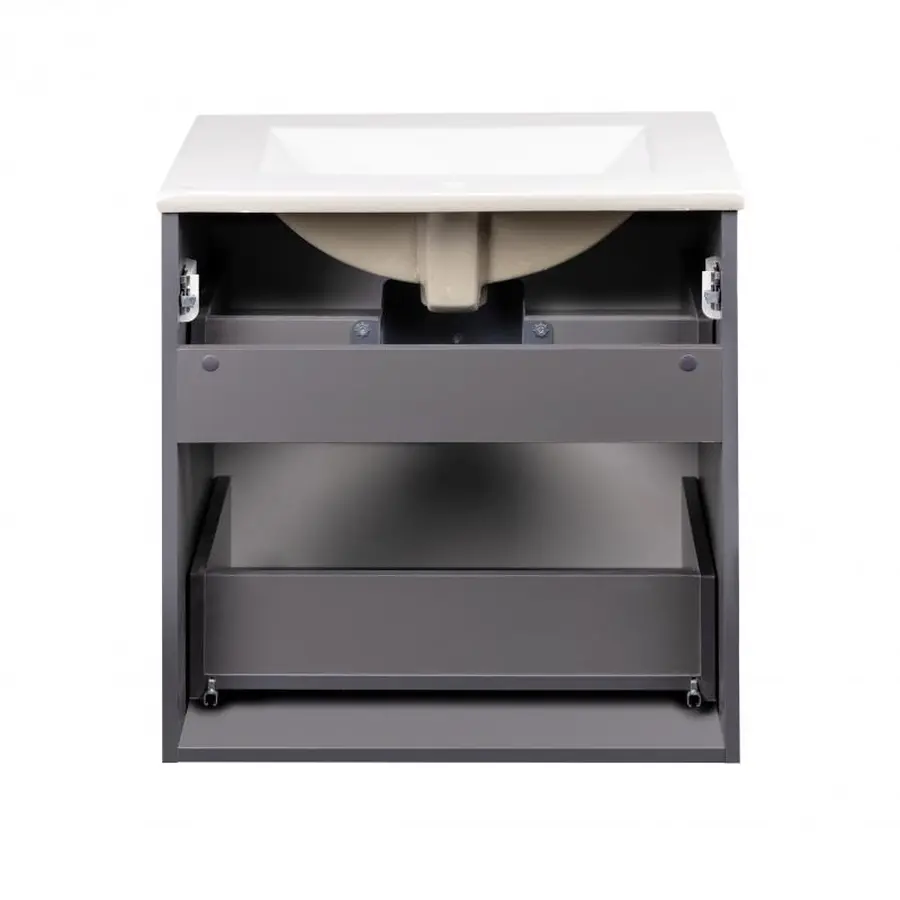 Комплект Qtap Scorpio 605х585х460 Graphite тумба підвісна + раковина урізна QT1472TPВ6023060CG