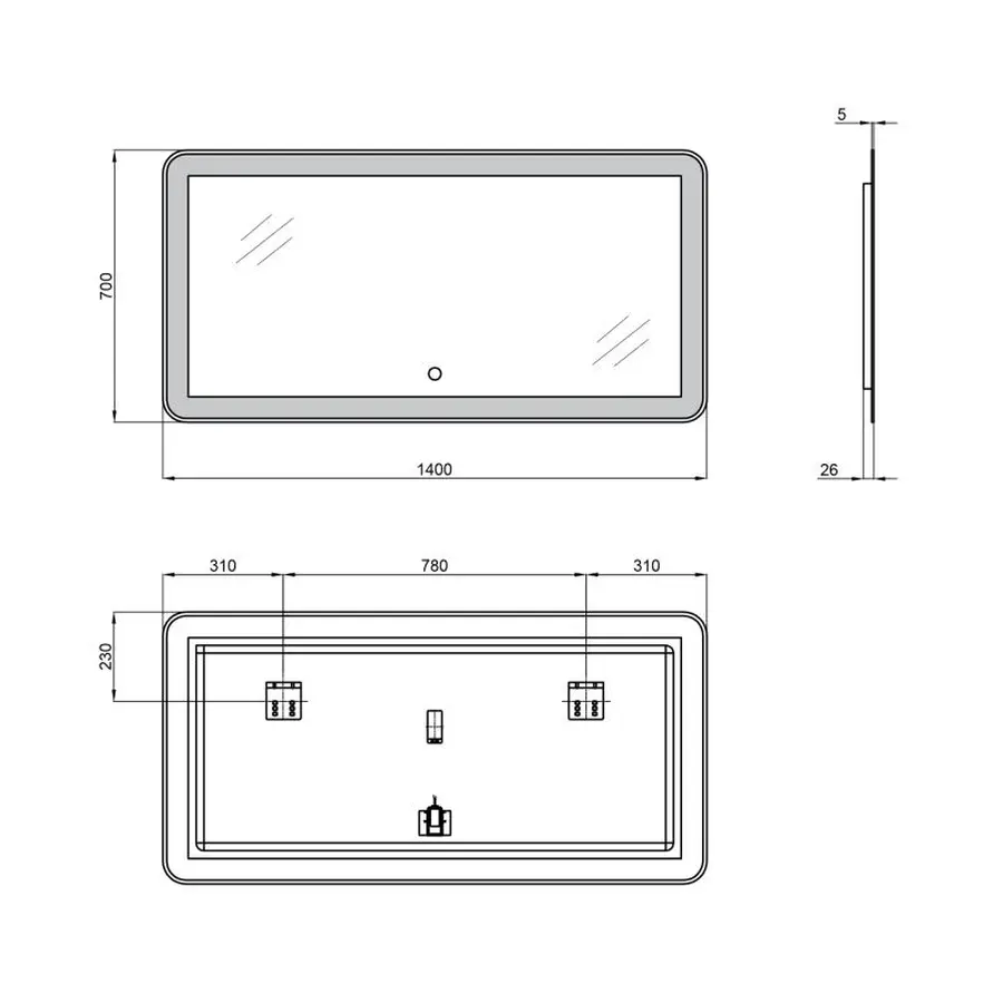 Дзеркало Qtap Swan 1400х700 з LED-підсвічуванням QT1678141470140W