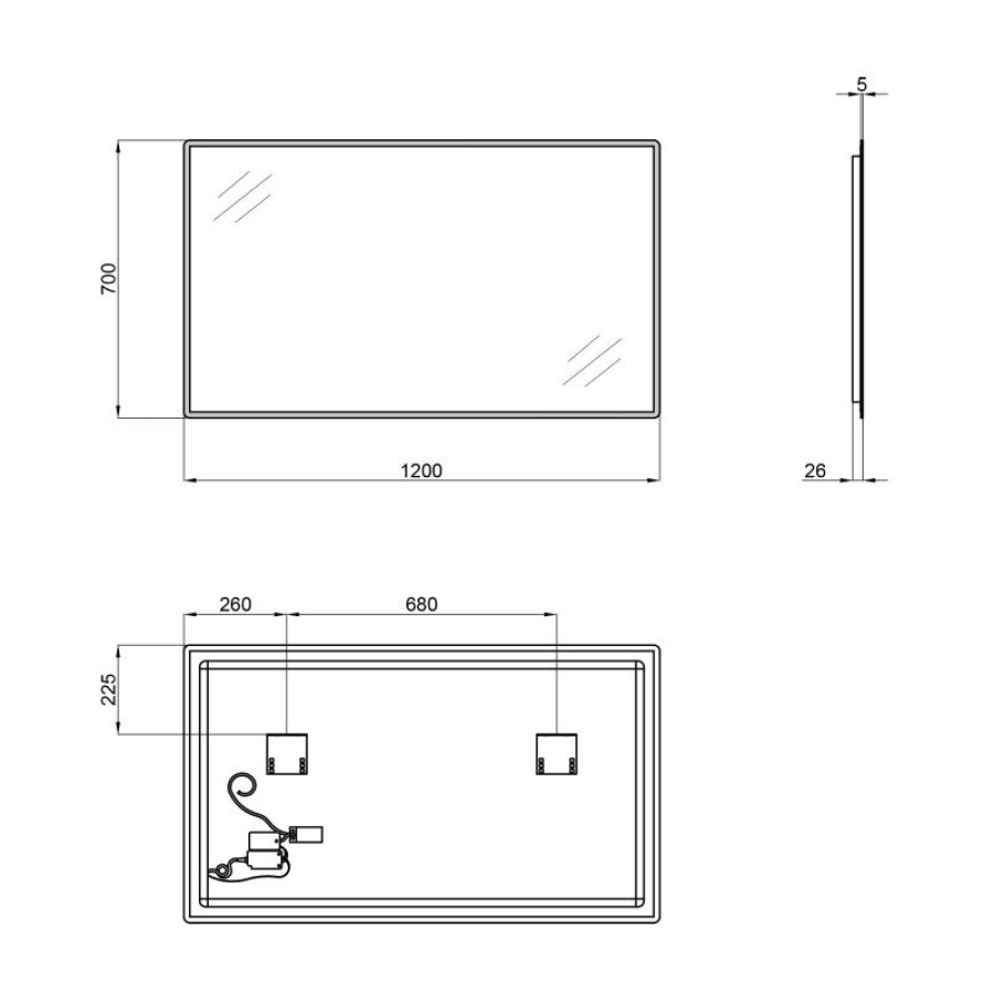 Дзеркало Qtap Tern 1200х700 з LED-підсвічуванням QT1778140470120W