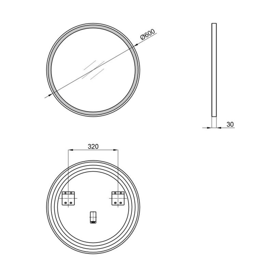 Дзеркало Qtap Robin R600 Black з LED-підсвічуванням QT13786502B