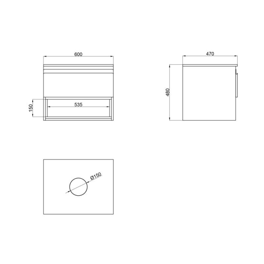 Тумба підвісна Qtap Robin 600х476х437 Graphite/Whitish oak зі стільницею QT1379TPН6002GWO