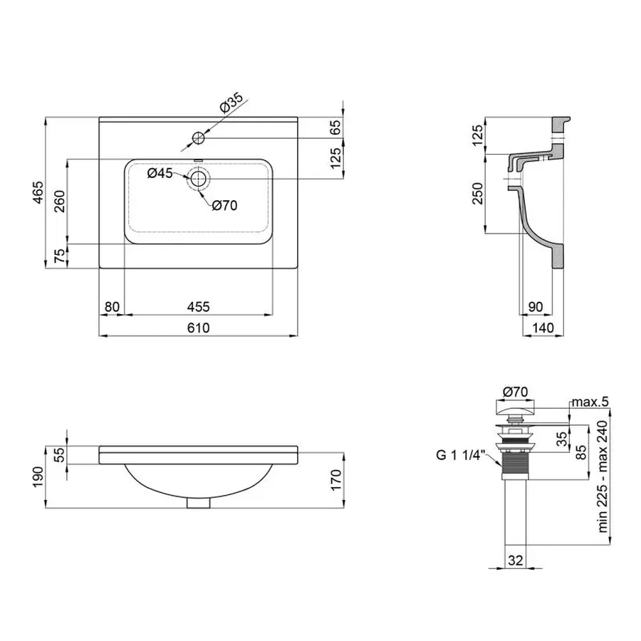 Раковина Qtap Albatross 01 610х467х195 White з донним клапаном QT0111FL8167AW