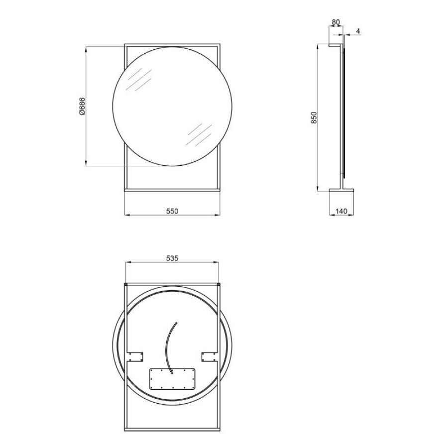 Дзеркало Qtap Taurus 700х850х140 Black/Whitish oak з LED-підсвічуванням QT2478ZP700BWO