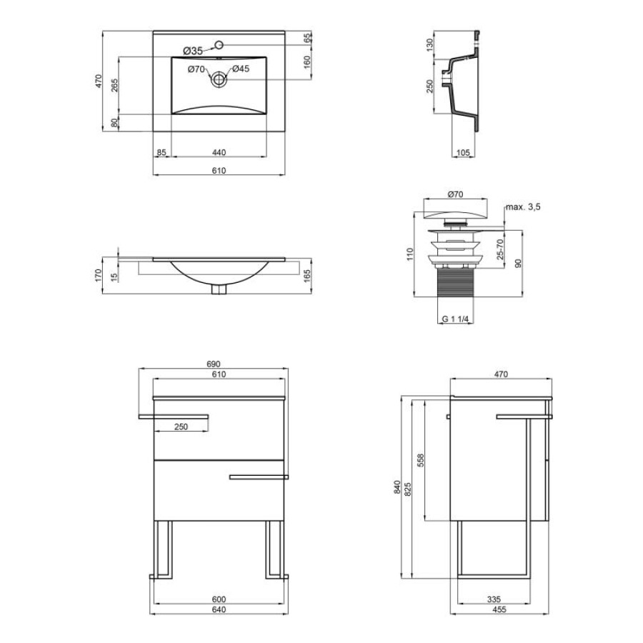 Комплект Qtap Taurus 600х800х437 Whitish oak тумба підлогова + раковина урізна QT2471TNT603WO