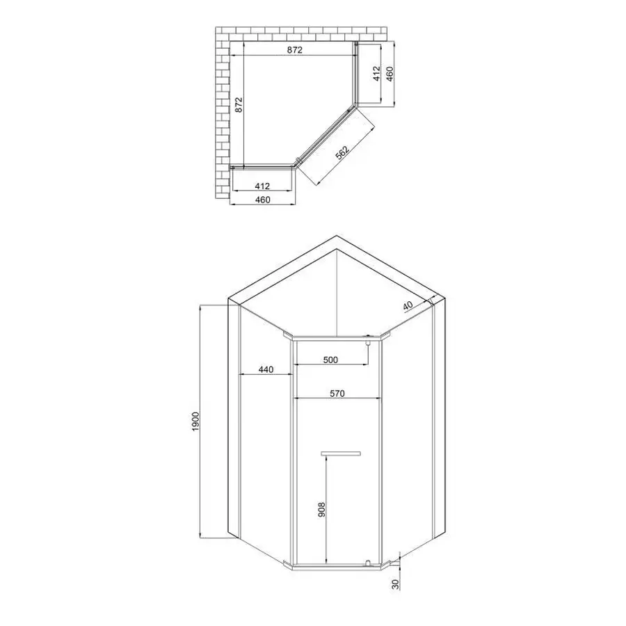 Душова кабіна Lidz Dozorca SC90x90.CRM.LOW.TR, скло прозоре 6 мм без піддона