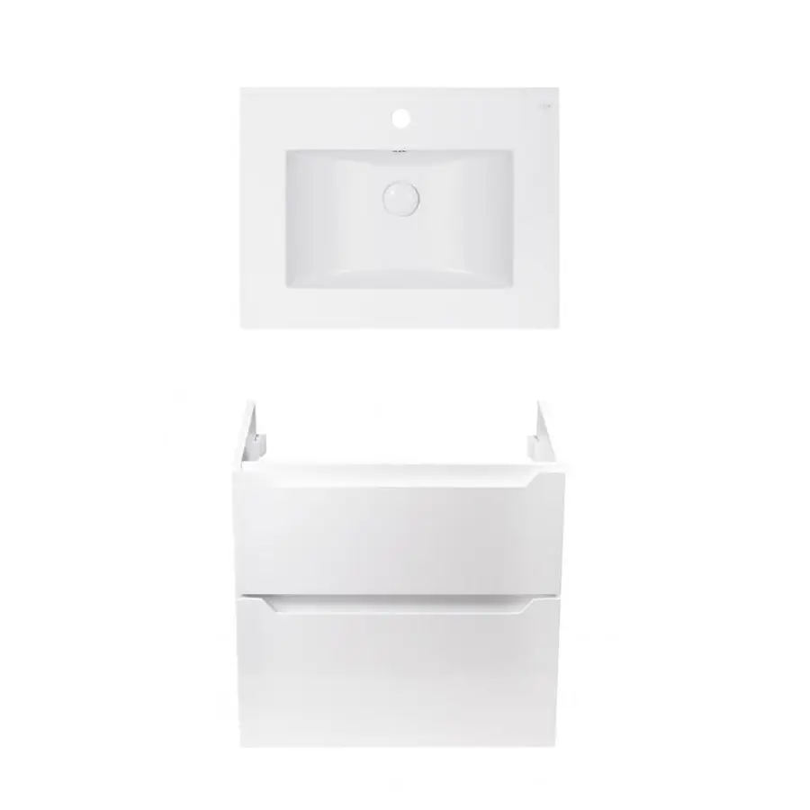 Комплект Qtap тумба підвісна Scorpio 600х585х460 мм White + раковина урізна Albatross E QT71SC43967