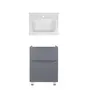Комплект Qtap тумба підлогова Scorpio 600х825х460 мм Graphite + раковина урізна Albatross 01 QT71SC44009