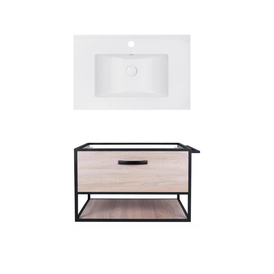 Комплект Qtap тумба підвісна Taurus 800х580х437 мм Whitish oak + раковина врезная Albatross E QT71TA44029