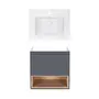Комплект Qtap тумба підвісна Robin 600х580х437 мм Graphite/Whitish oak + раковина урізна Albatross E QT71RO44044