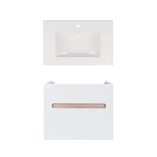 Комплект Qtap тумба підвісна Virgo 700х580х437 мм White/Whitish oak + раковина урізна Albatross New QT71V44078