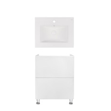 Комплект Qtap тумба підлогова Tern 600х725х437 мм White + раковина урізна Albatross New QT71TE44088