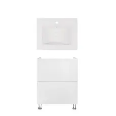 Комплект Qtap тумба підлогова Tern 600х725х437 мм White + раковина урізна Albatross New QT71TE44088