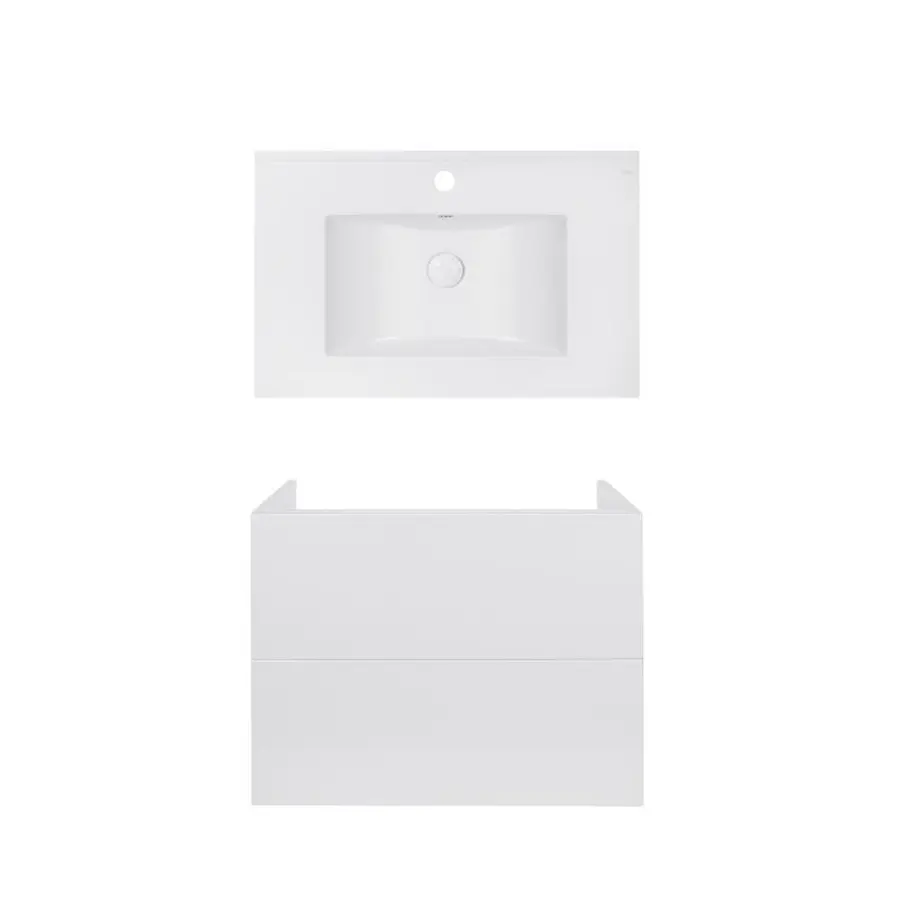 Комплект Qtap тумба підвісна Tern 800х580х437 мм White + раковина урізна Albatross E QT71TE44108