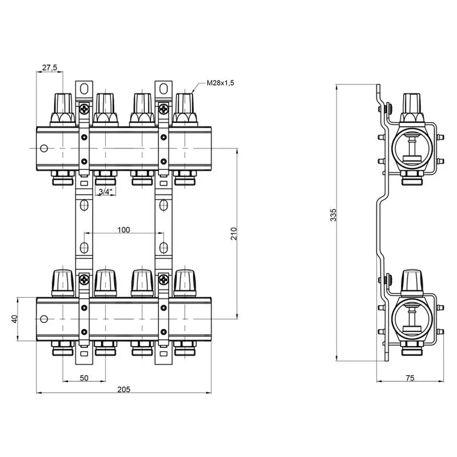 Колектор Icma 1" 4 виходи, без витратоміра №K005