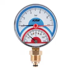 Термоманометр Icma №258 радіаторний з запірним клапаном 1/2"