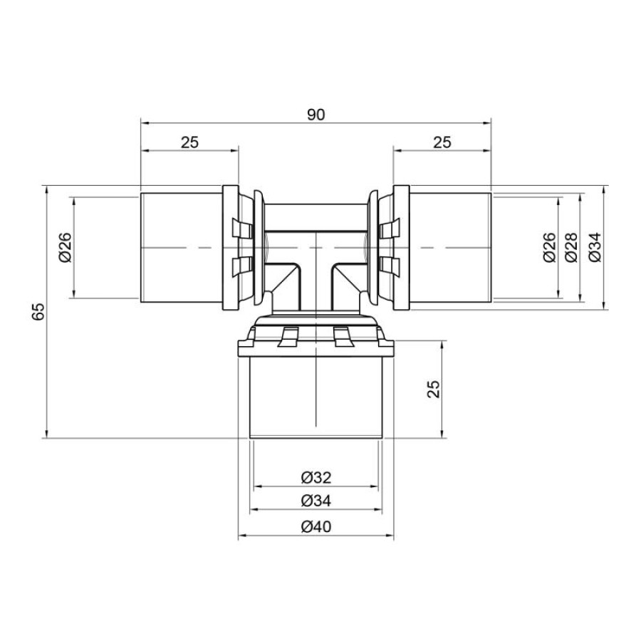 Трійник прес Icma 26х32х26 №406