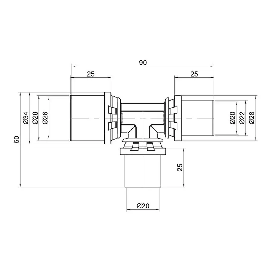 Трійник прес Icma 20х20х26 №406