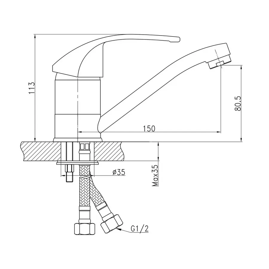 Смеситель для кухни Qtap Premiere CRM 002M 150 мм