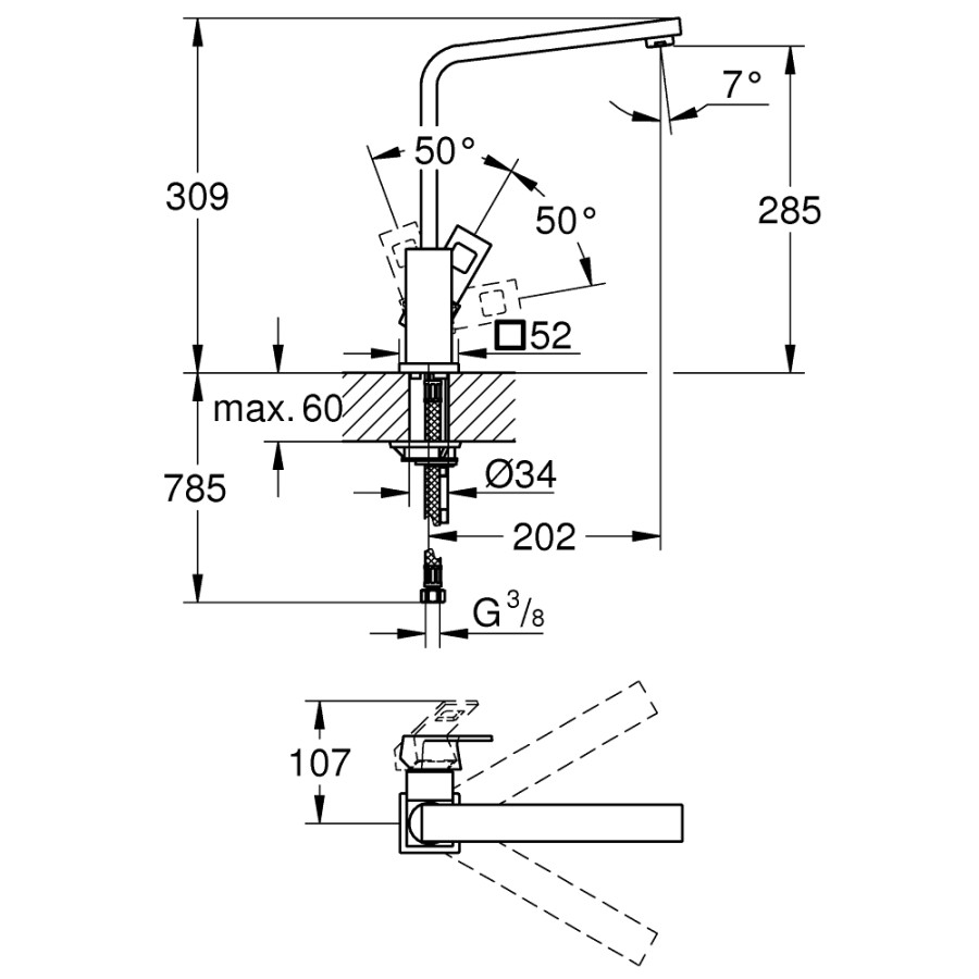 Змішувач для кухні Grohe Eurocube 31255000