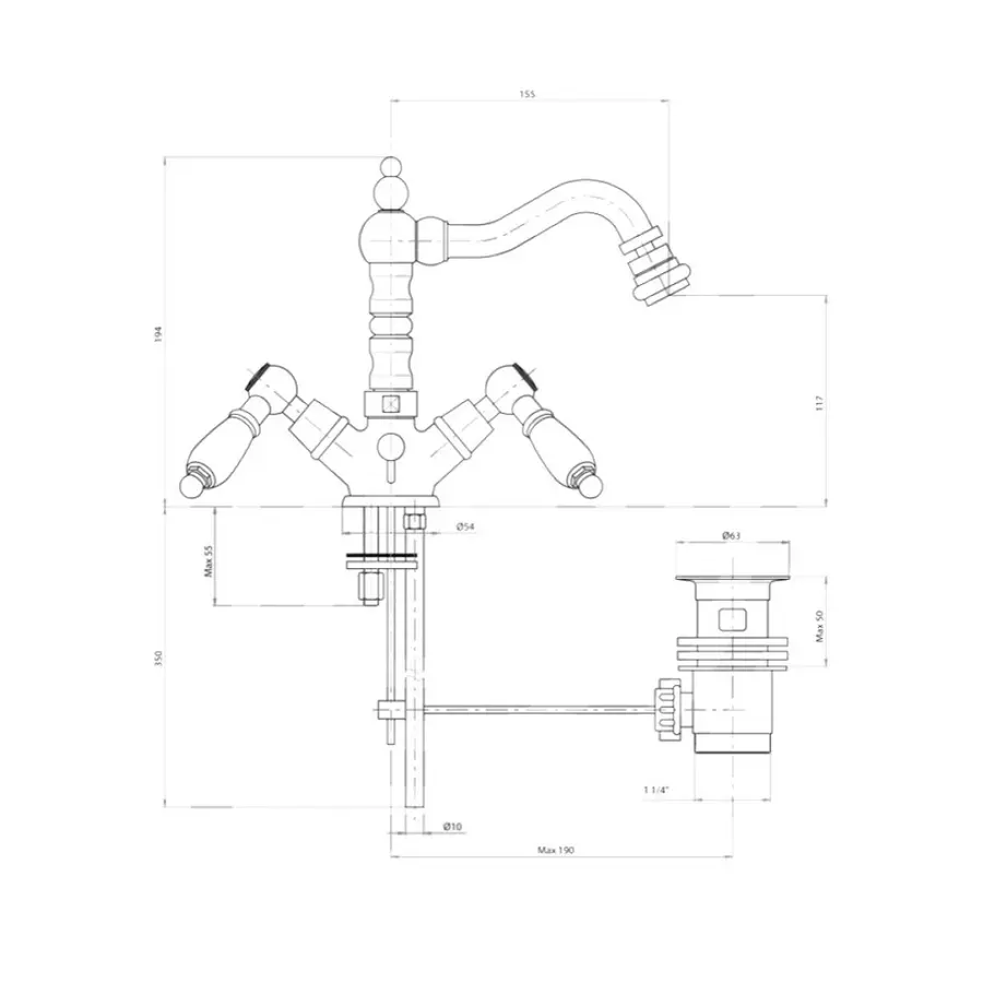 Смеситель для биде Bianchi First BIDFRS1037026IAORO с донным клапаном