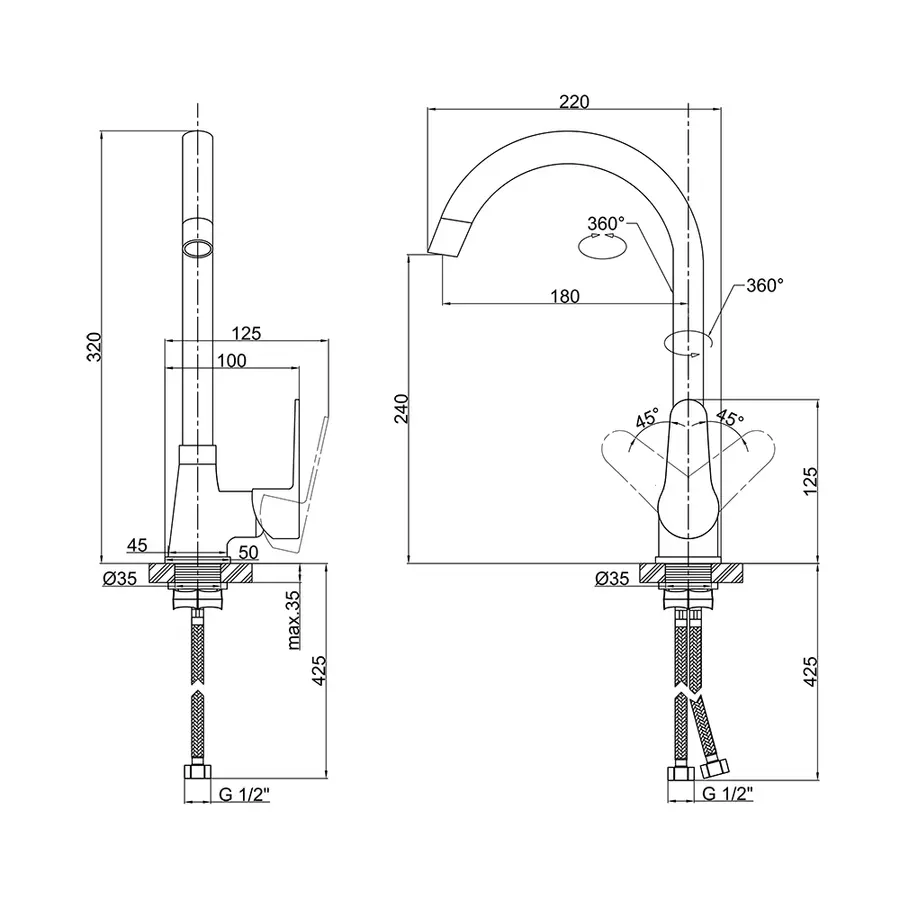 Смеситель для кухни Lidz (CRM) 14 34 014F-8