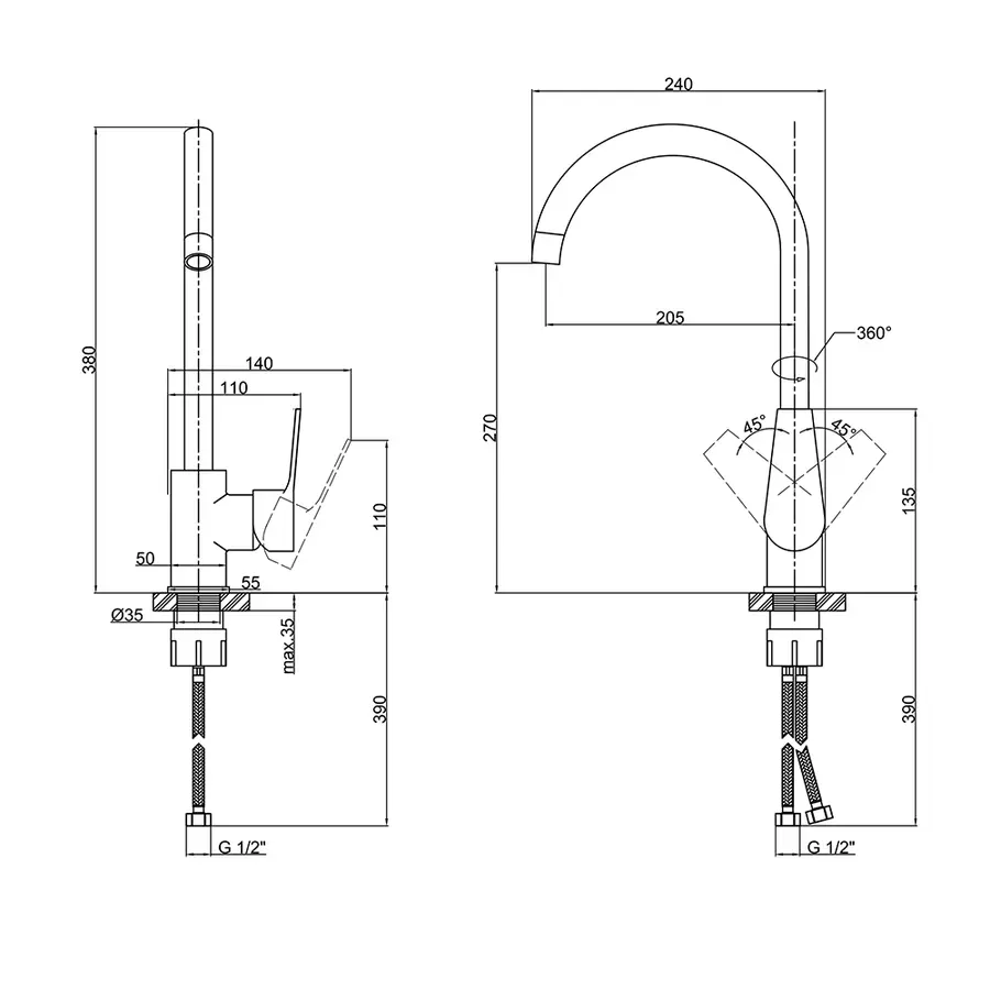 Смеситель для кухни Lidz (CRM) 20 38 015 08