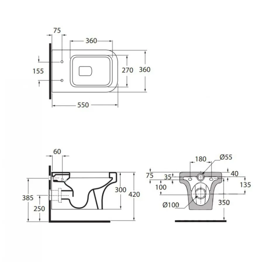 Унитаз подвесной Azzurra Tulip TUL100B1SOSK