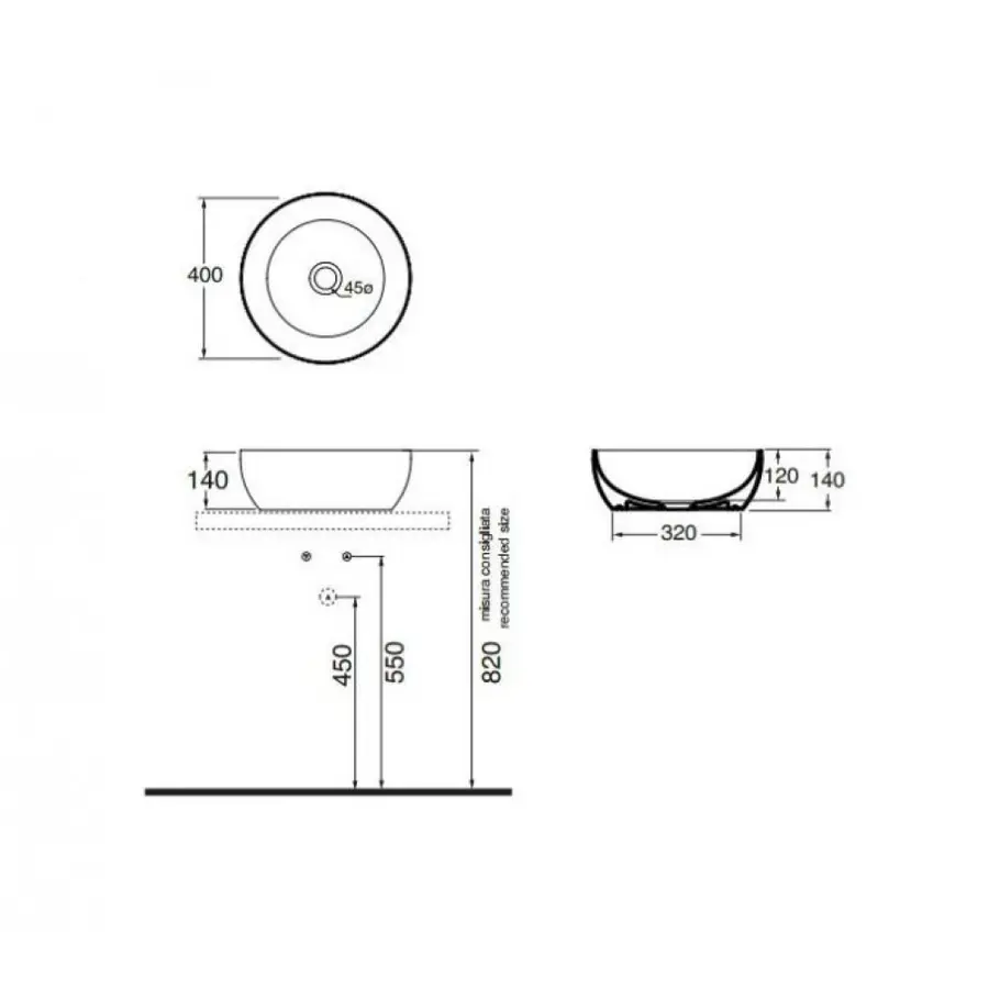 Раковина для ванны Azzurra Clas + ECI40B1 Shiny white
