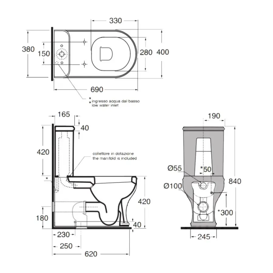 Бачок для унитаза Azzurra Charme CHA400B1MBL