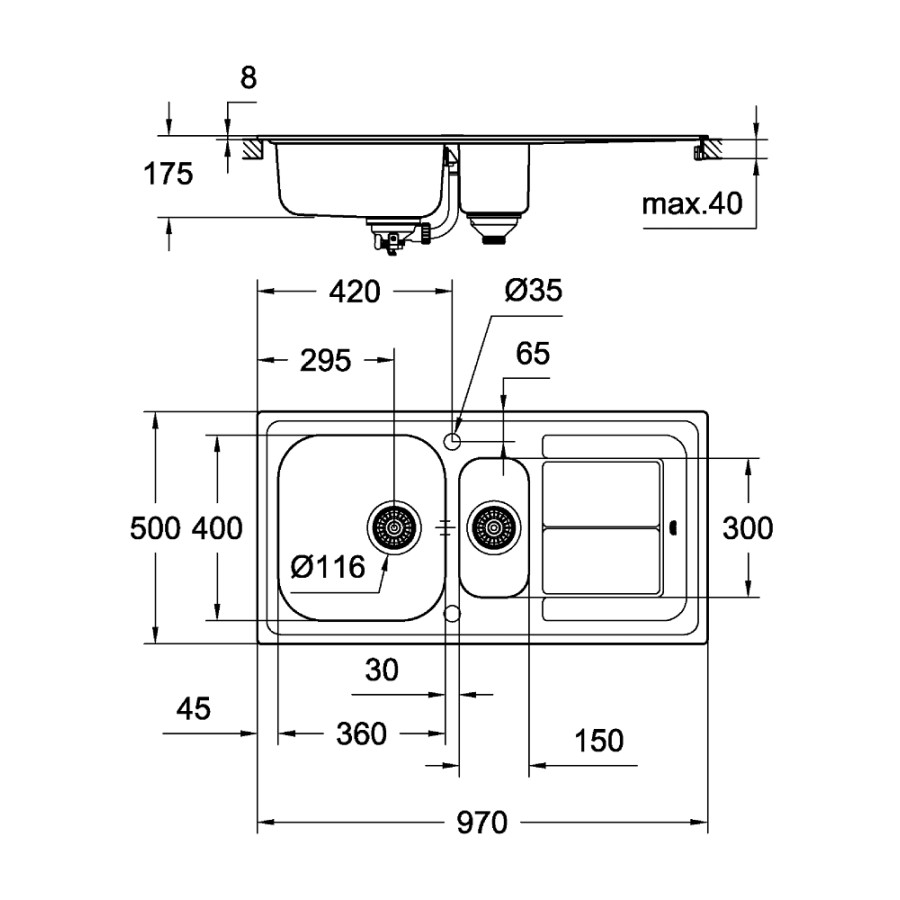 Кухонная мойка Grohe Sink K300 31564SD0