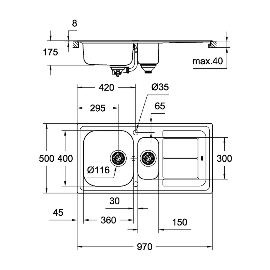 Кухонна мийка Grohe Sink K300 31564SD0